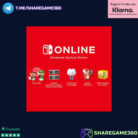 Nintendo Switch Online [Individual + Pacchetto aggiuntivo - Iscrizione familiare - Iscrizione Familiare + Pacchetto Aggiuntivo 12 Mesi]