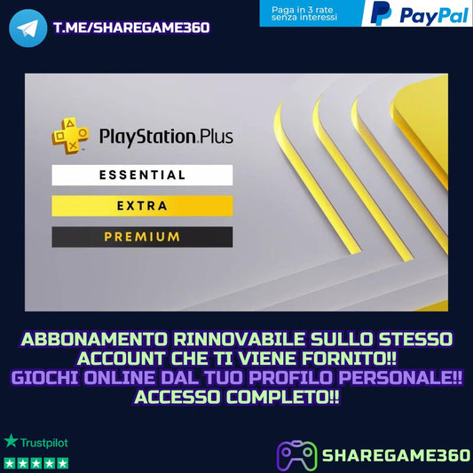 Abbonamento PlayStation Plus Essential - Extra - Premium 3-12 Mesi Account PS4-PS5 [NO CODICE]